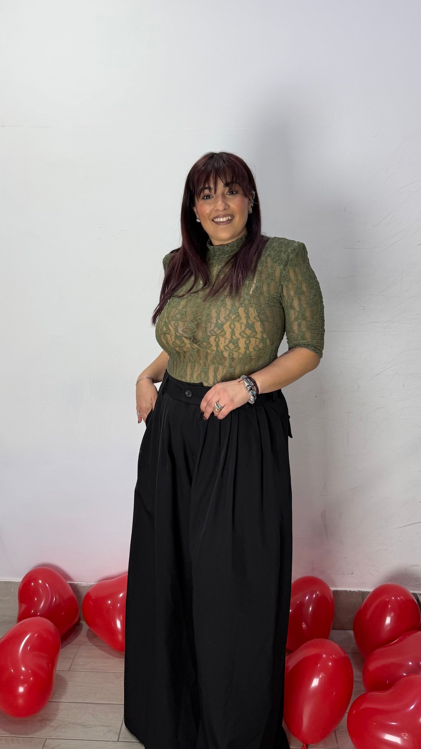 Body Peonia con spalline Verde mezza manica 16621