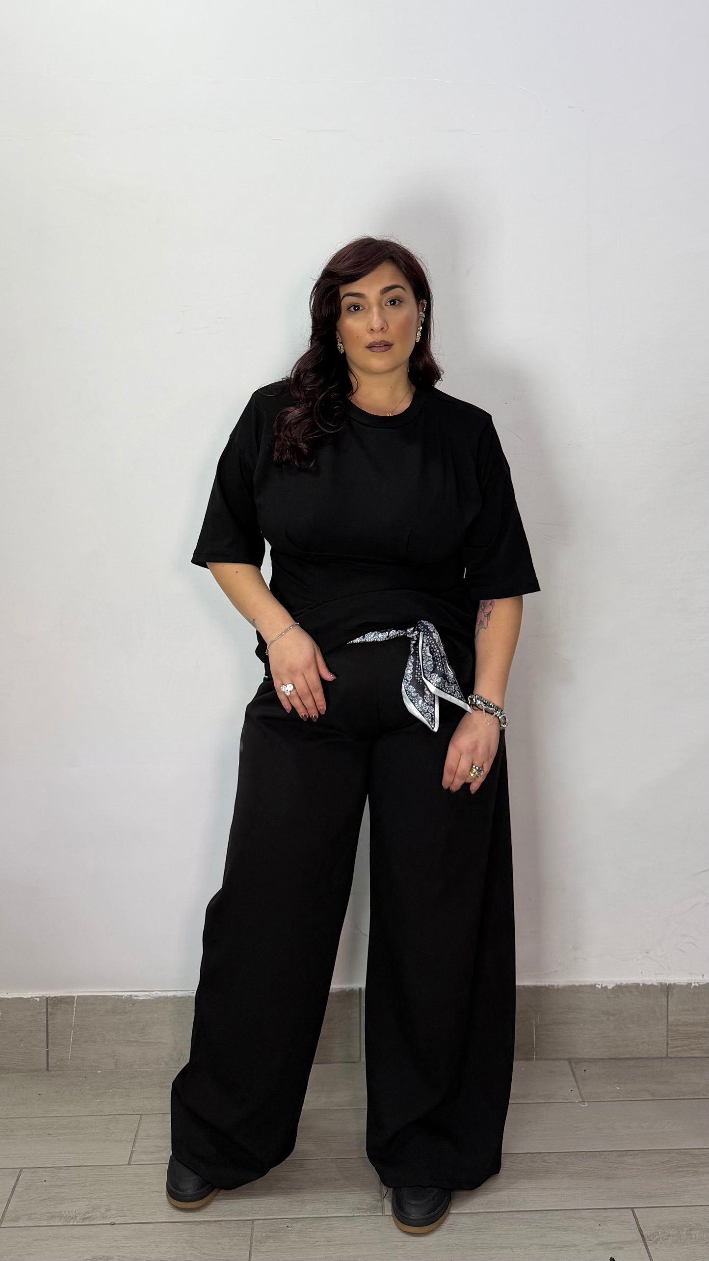 Pantalone Robbie Nero con cintura FO14