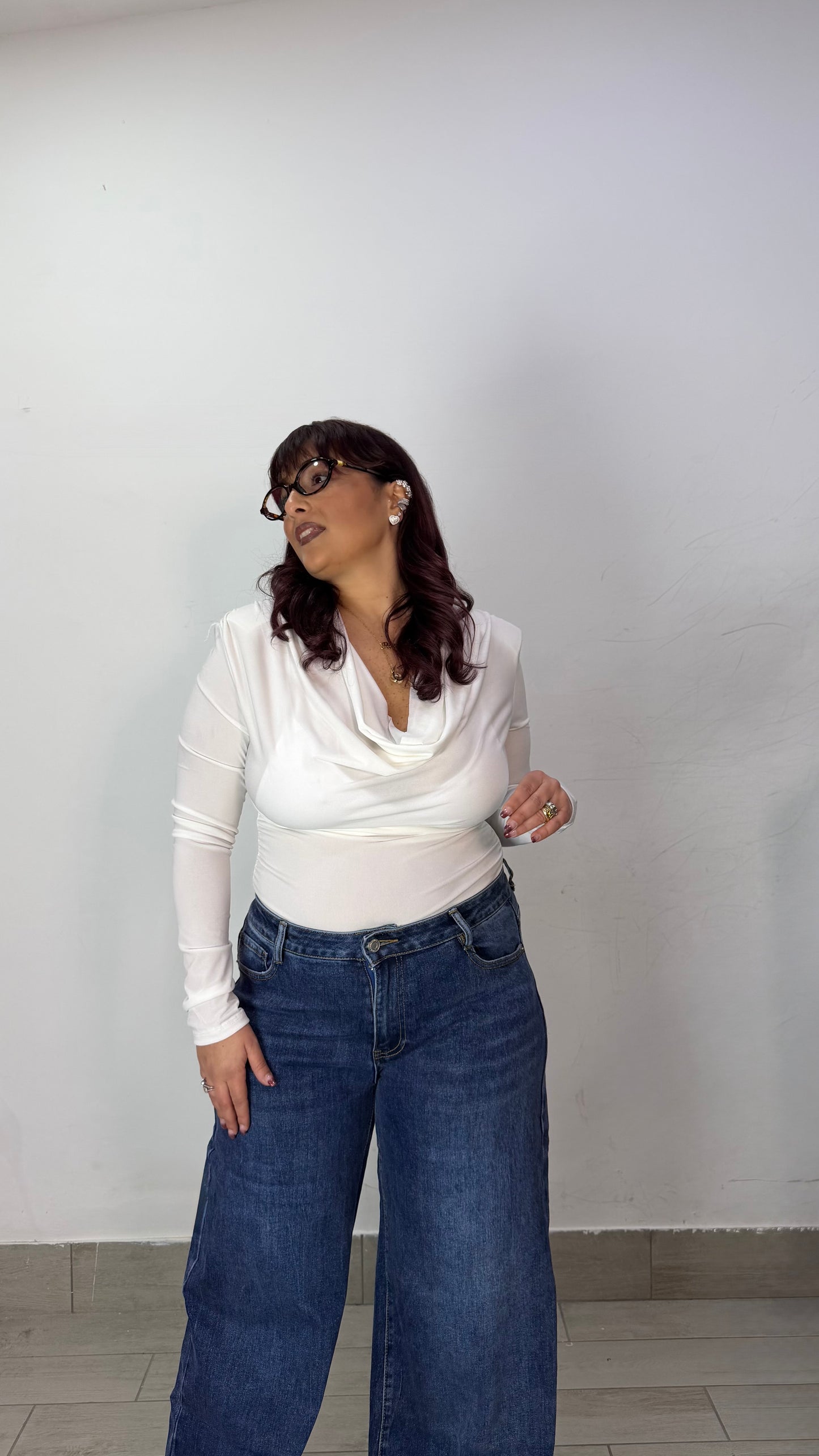 Body Silvie Bianco con Spalline scollo a V profondo BSS4