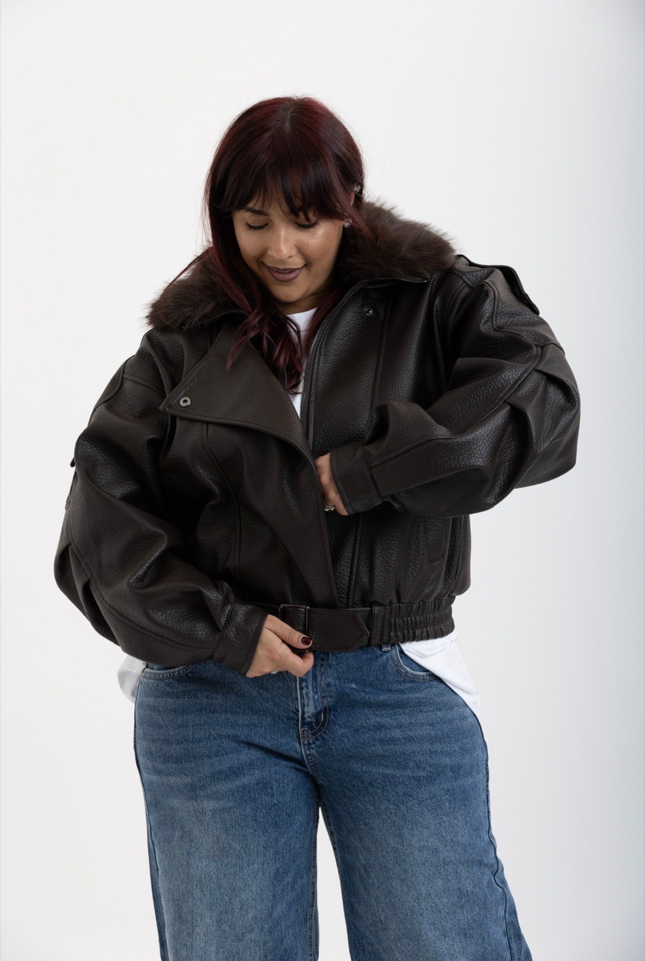 Giacca BikerBrown con pelliccia 2904