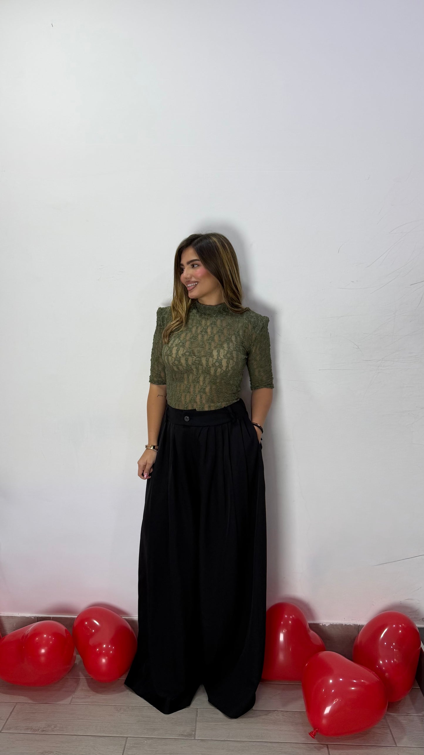 Pantalone Building a palazzo con pinces e taschino Nero MAR66717