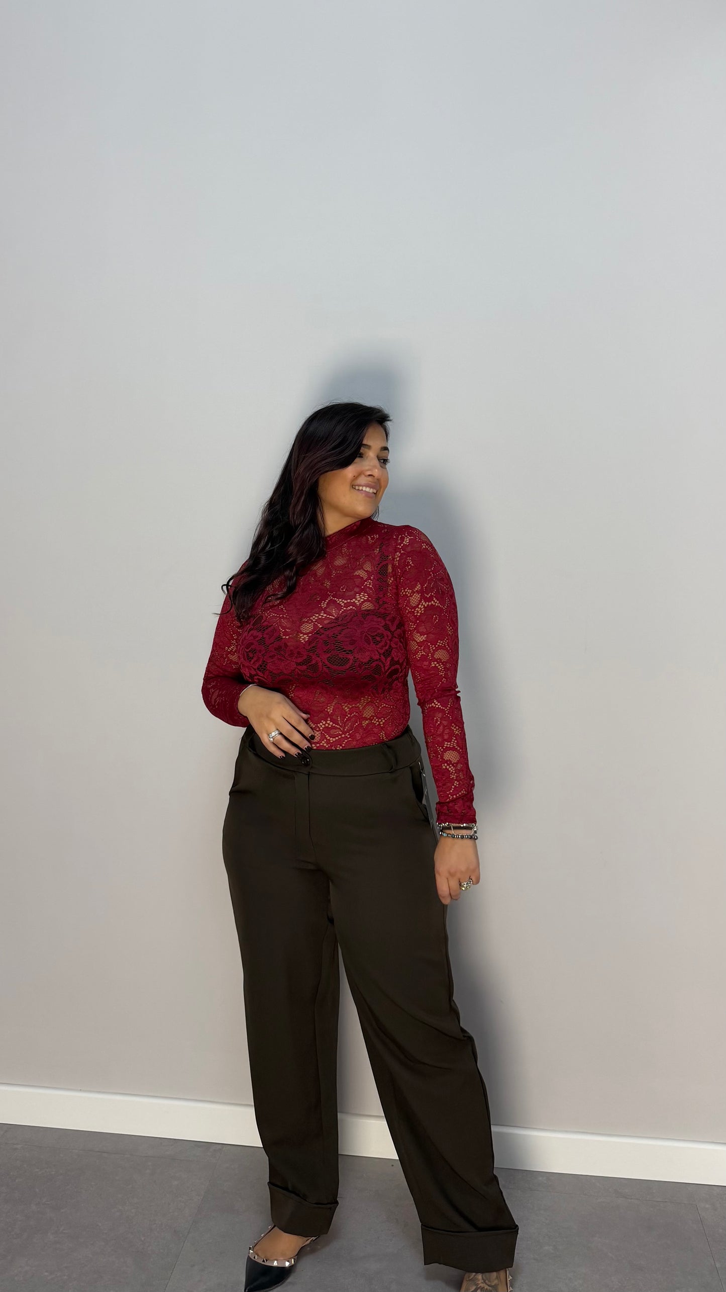 Pantalone Miss con piega Marrone PC44