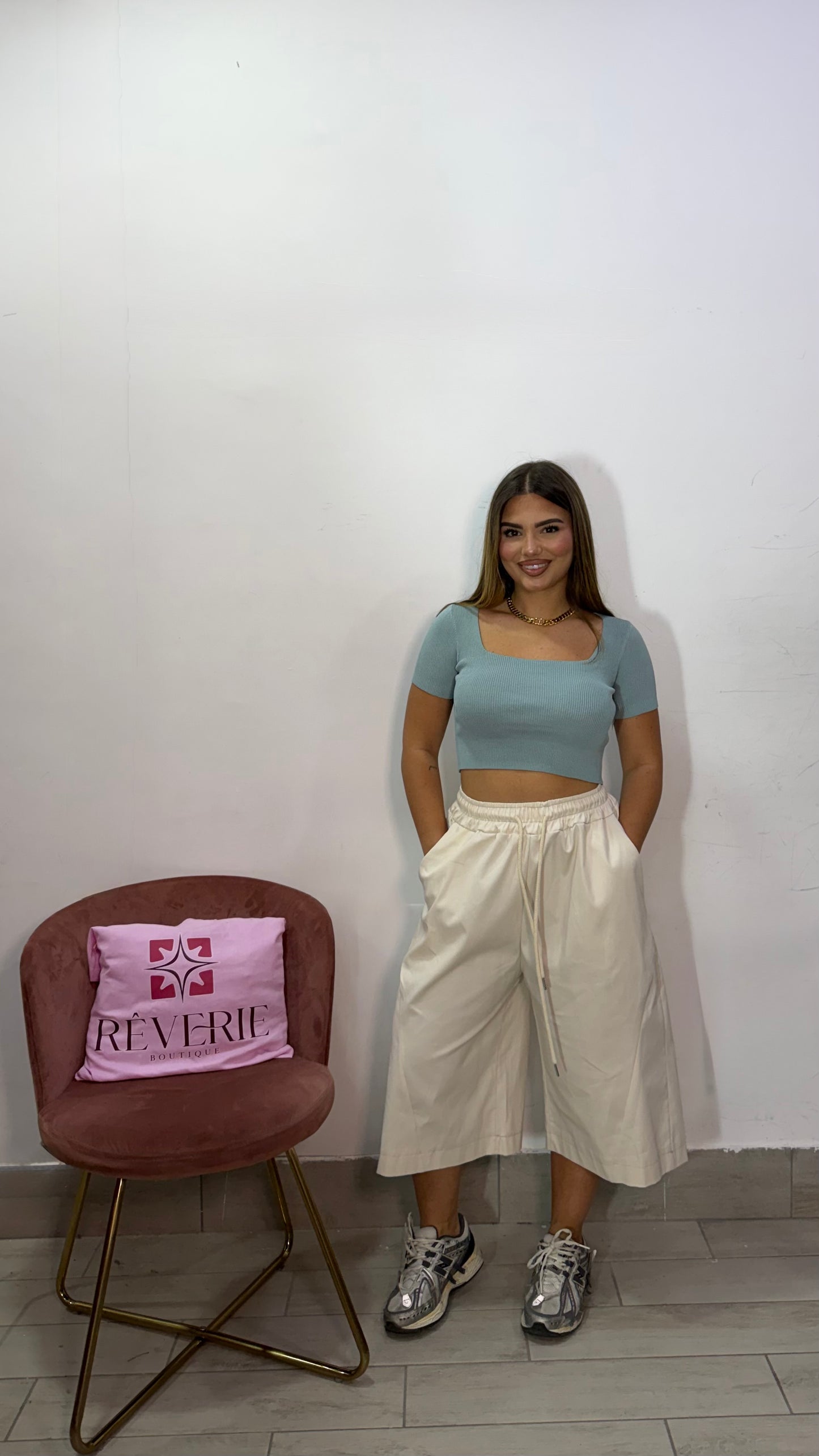 Pantalone Bermuda Minorca Panna con culisse in vita AT31094