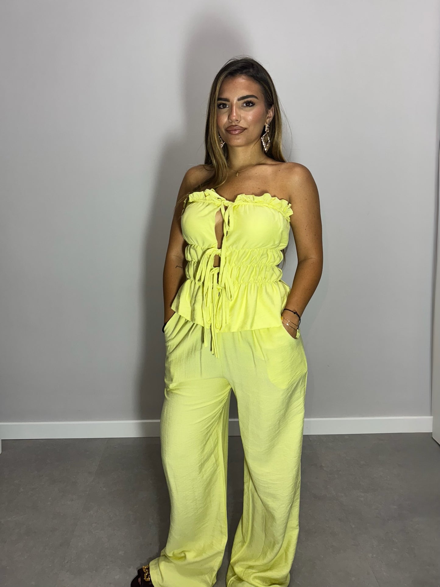 Coordinato in lino Samanta giallo