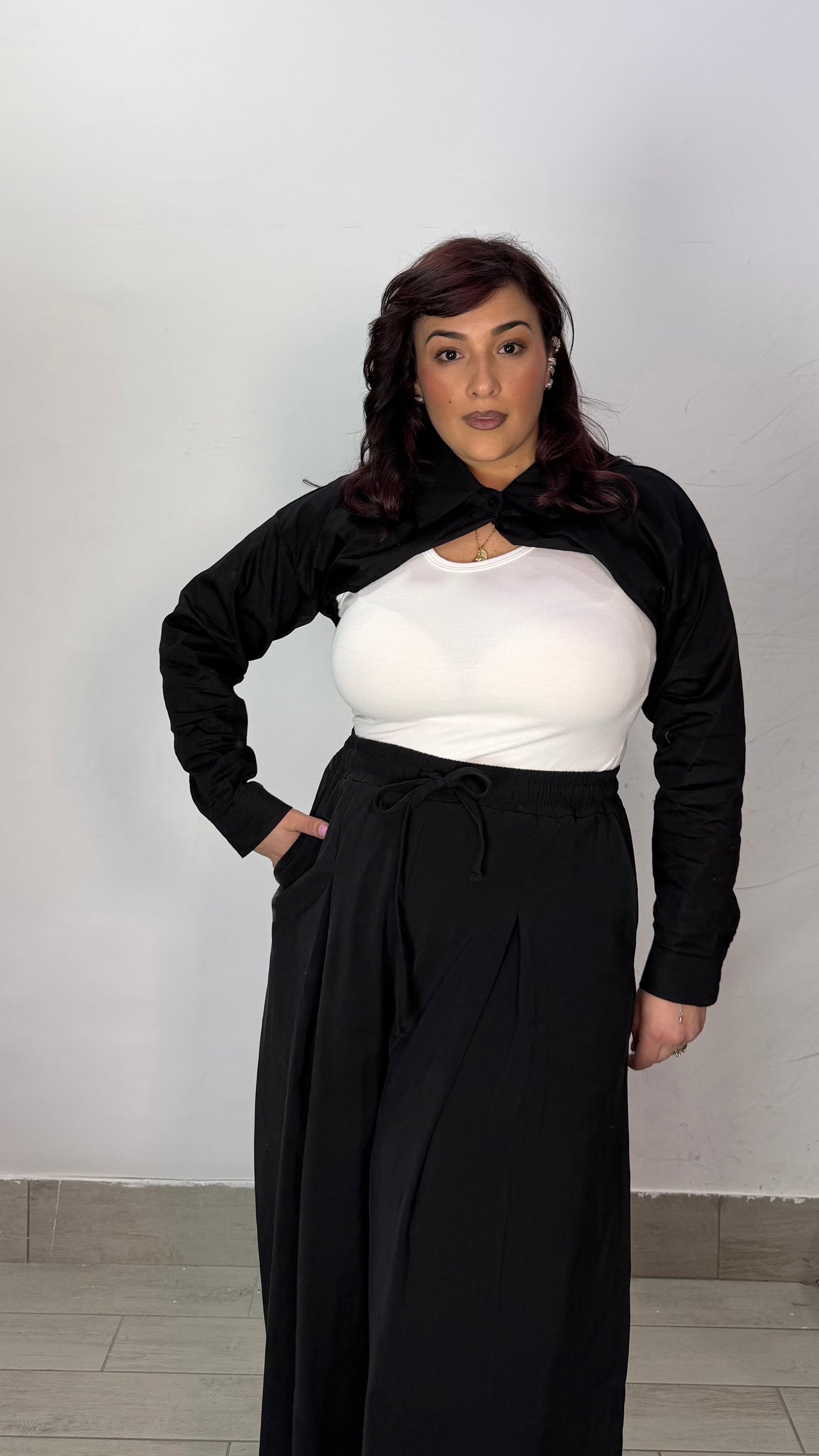 Top Nerea Nero canotta con Sovracamicia 60962