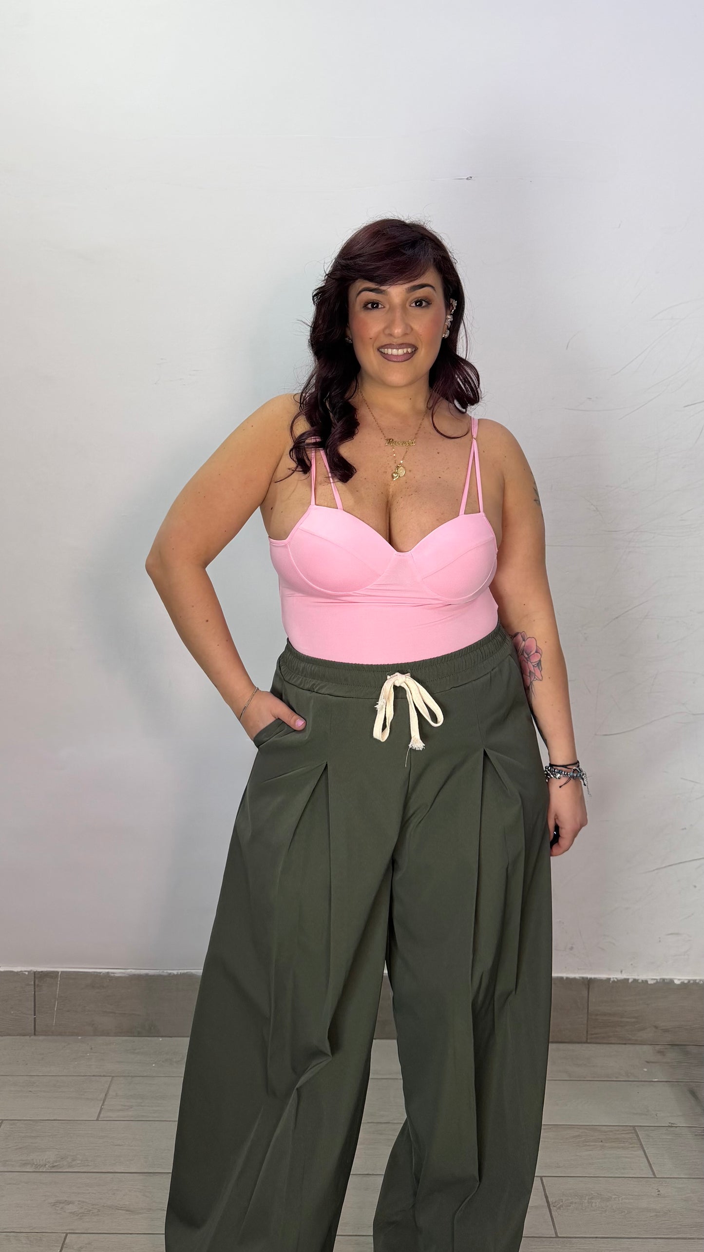 Body Naomi Rosa con coppe in lycra