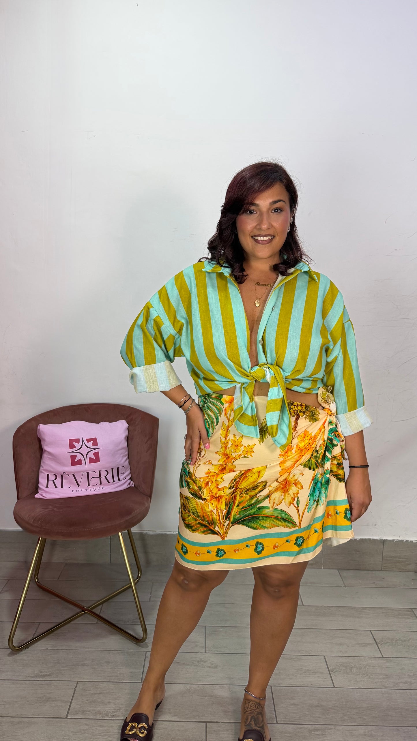 Camicia Saint Verde a righe in tessuto 26727