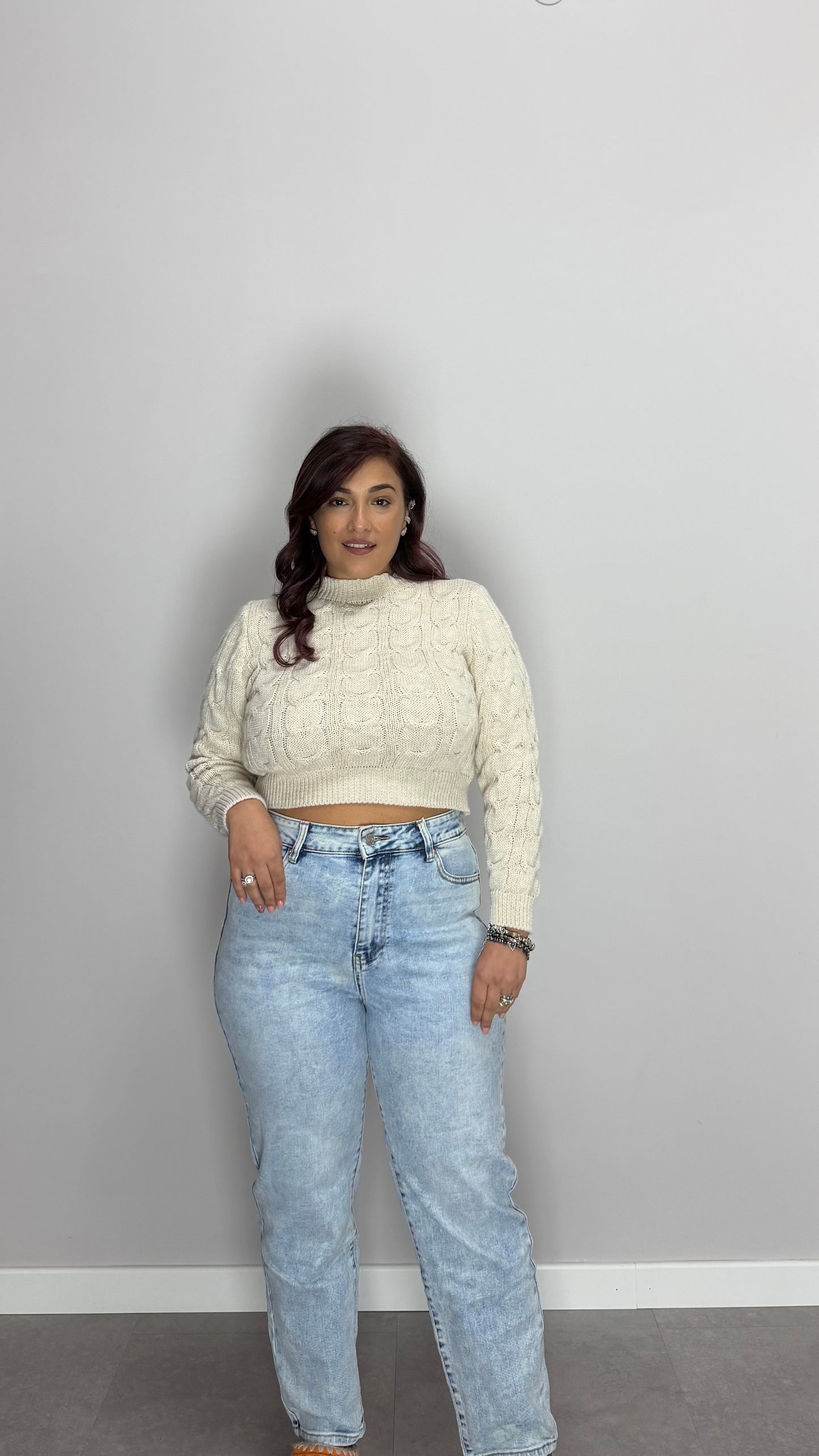 Pull Berry con Trecce in Lana Beige 7374