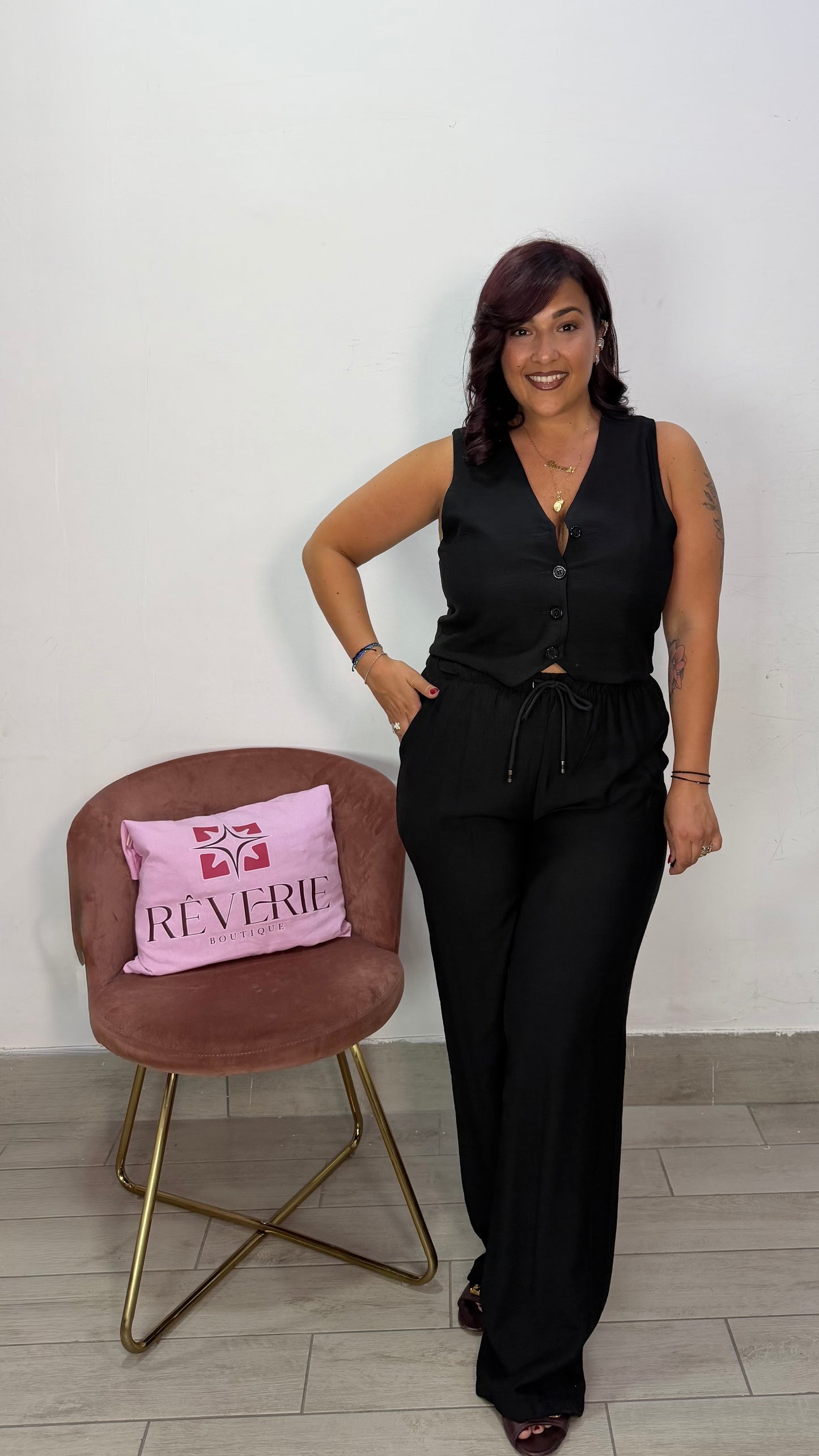 Coordinato Laura Nero in Lino ML12887