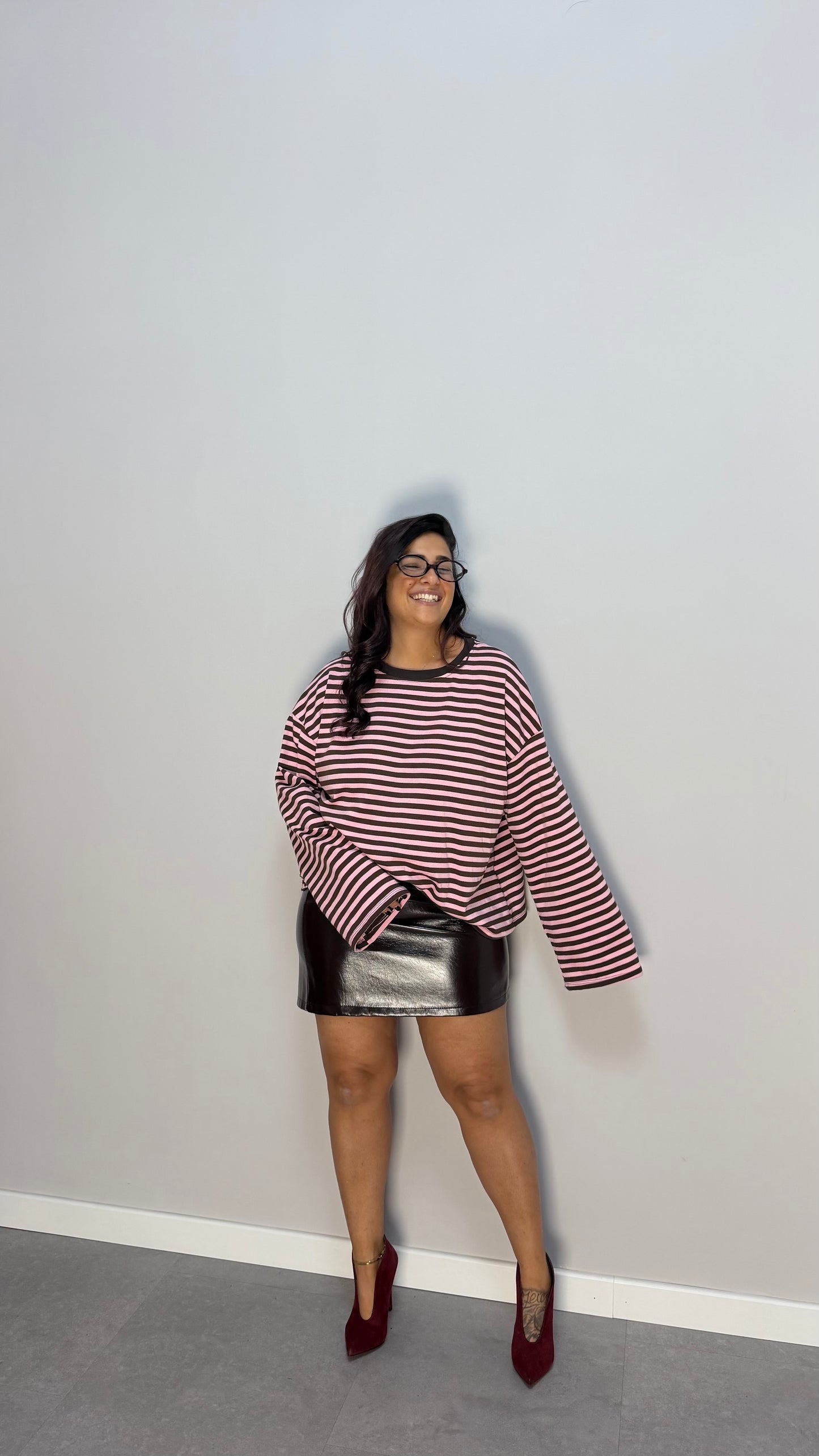 T-shirt Raya over size Rosa Marrone F1109