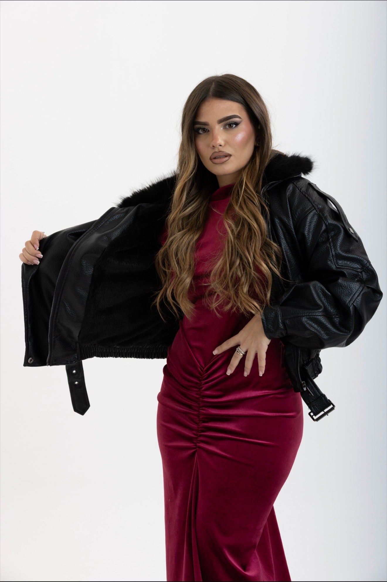 Giacca Bikerblack con Pelliccia 2904