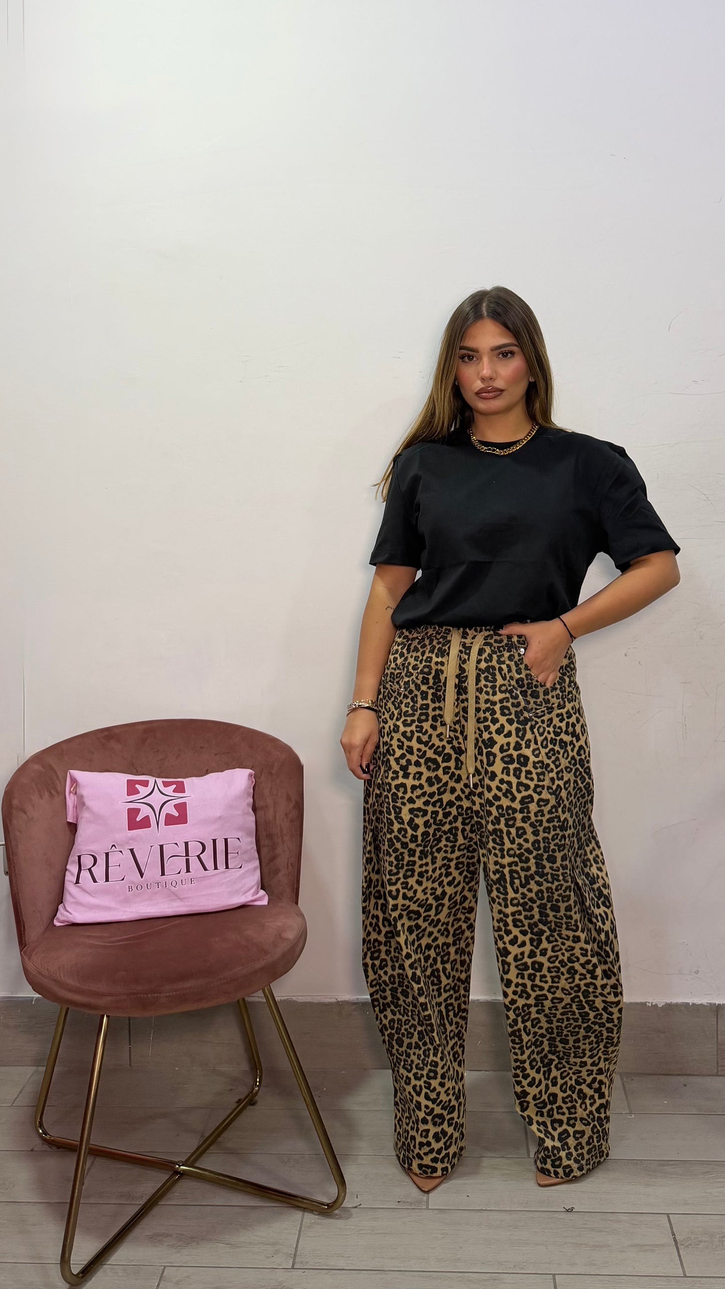 Pantalone Naomi Leopardato con culisse by Monique MQ19327