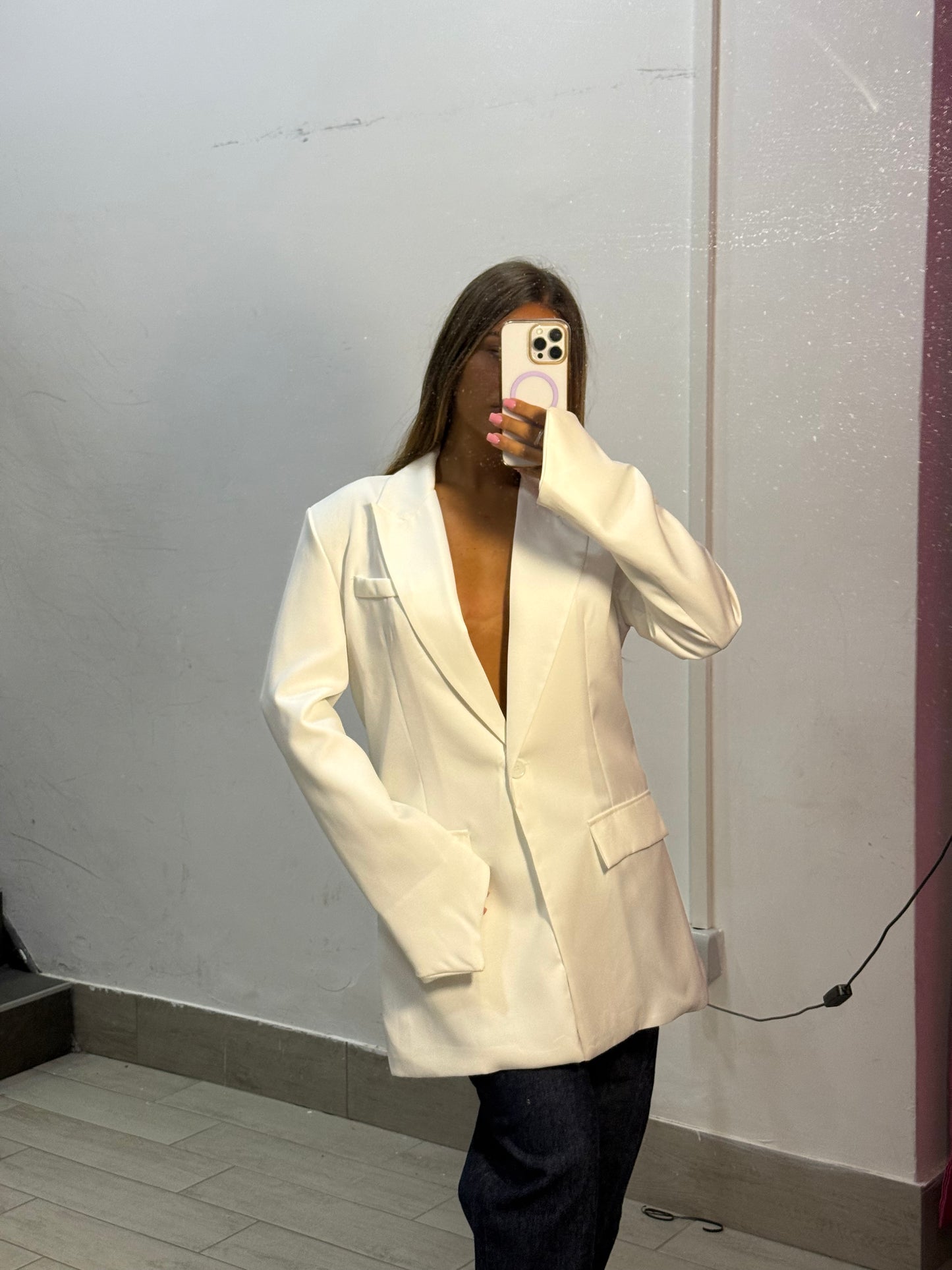 giacca monopetto manica a foglia