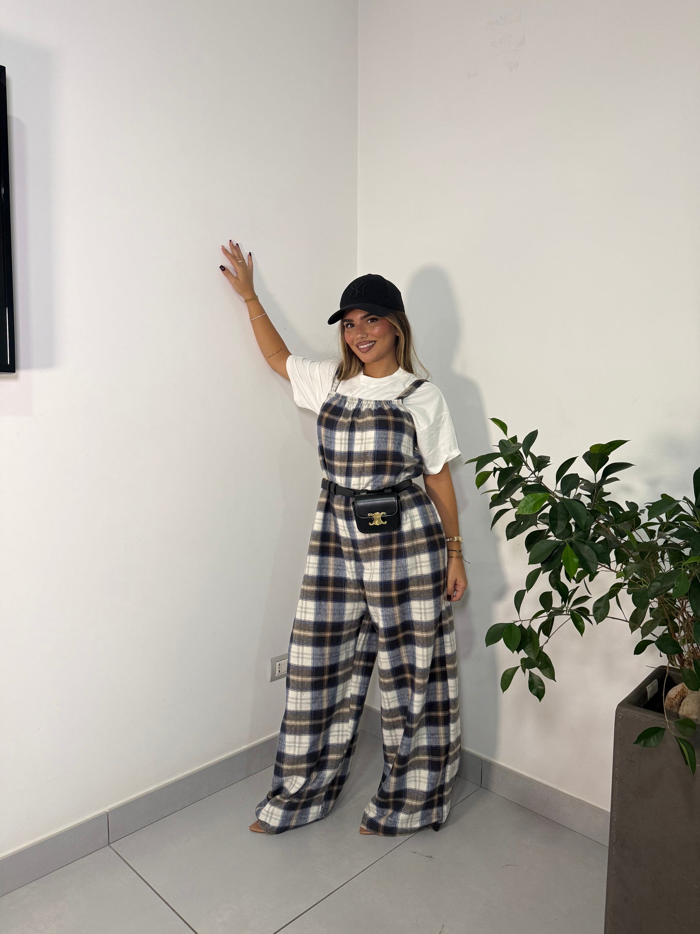 Salopette in Flanella Checkland Blu 25696