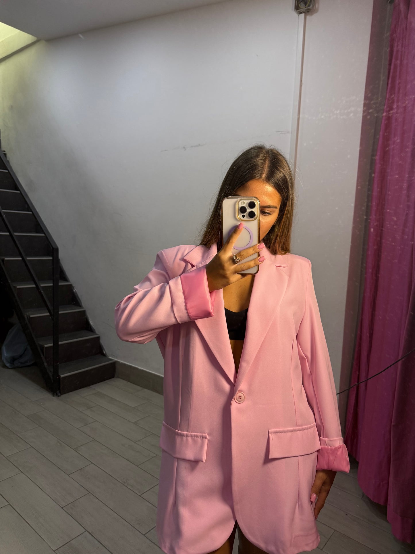 giacca monopetto rosa m11035