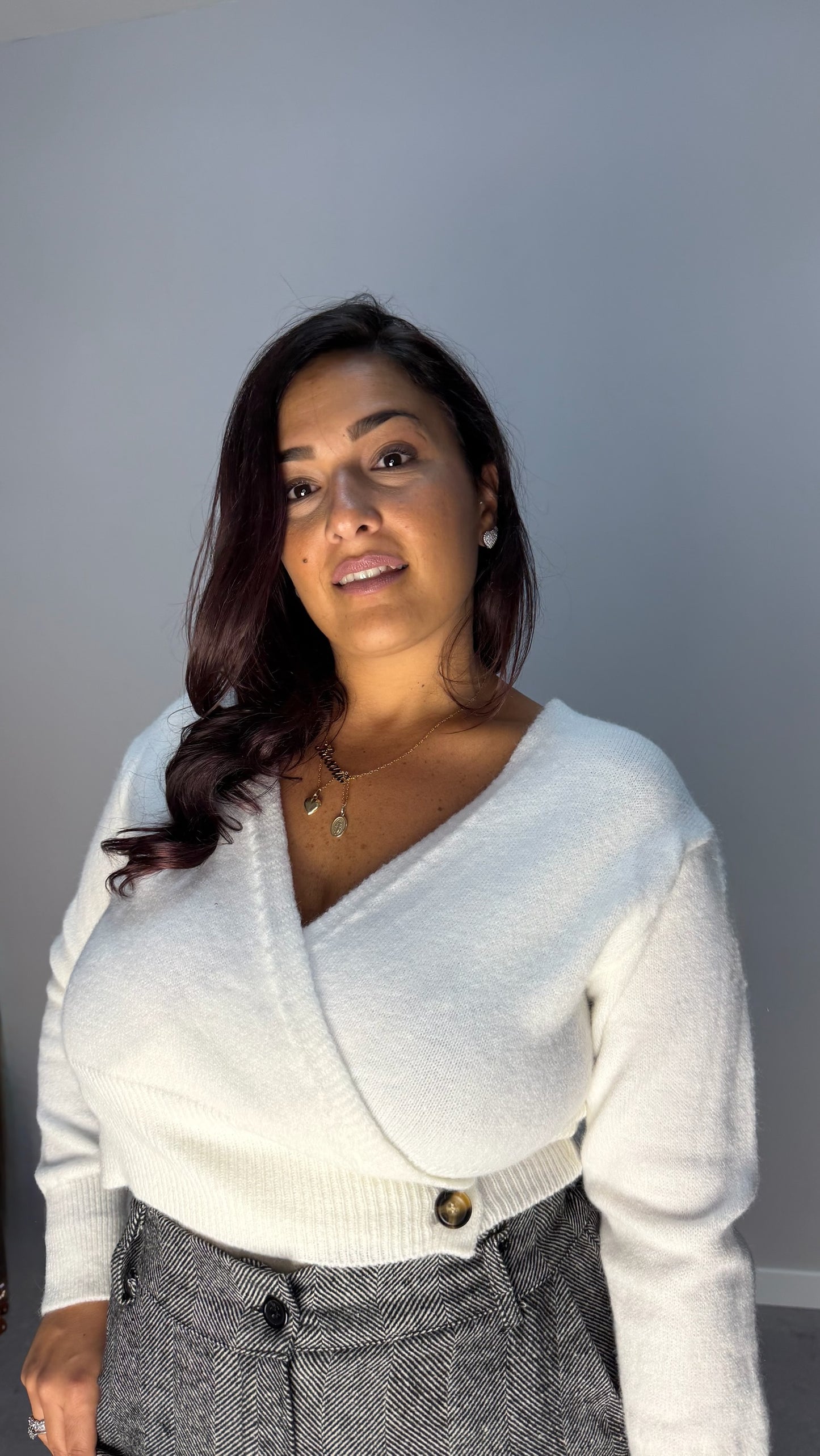 Maglioncino Cross bianco in lana rasata 24631