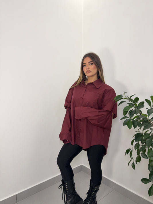 Camicia selvaggia bordeaux con spalline