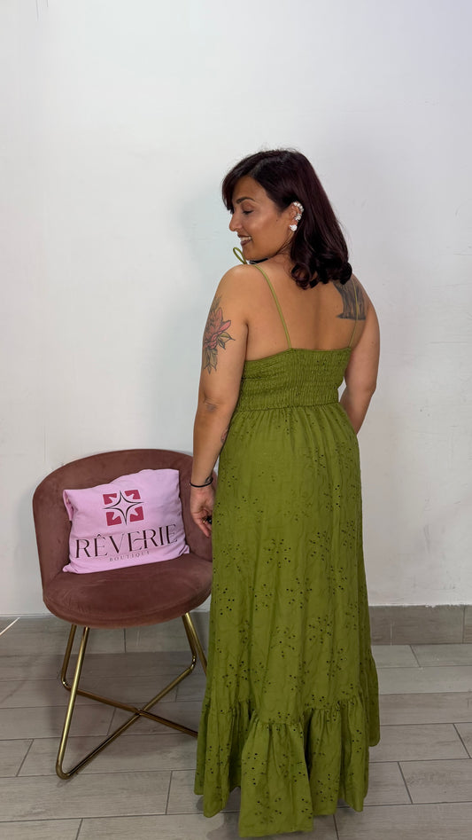 Dress Flavia Verde Acido in Sangallo MS57613