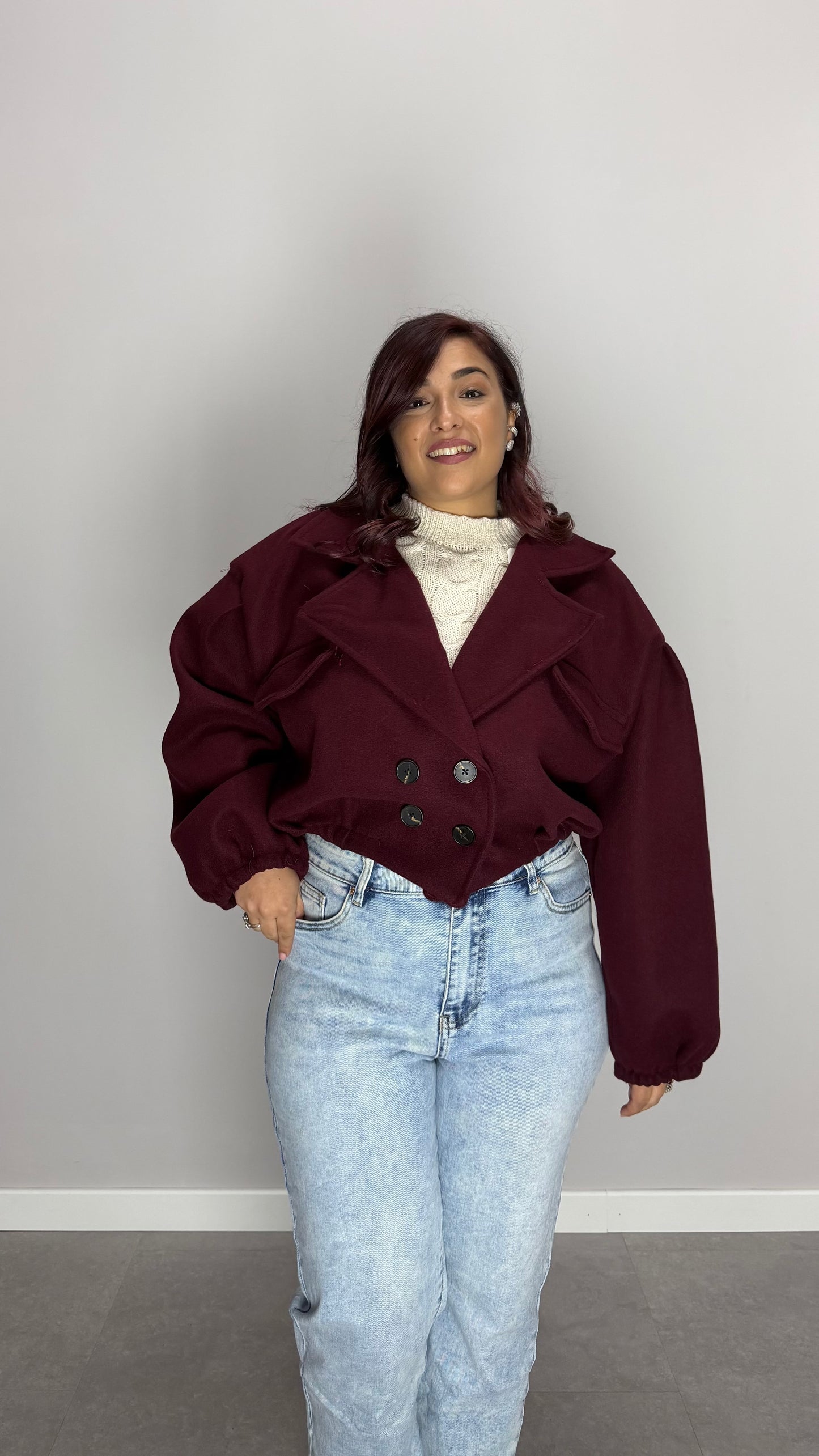 Giacca Spencer Crop Bordeaux NF9248