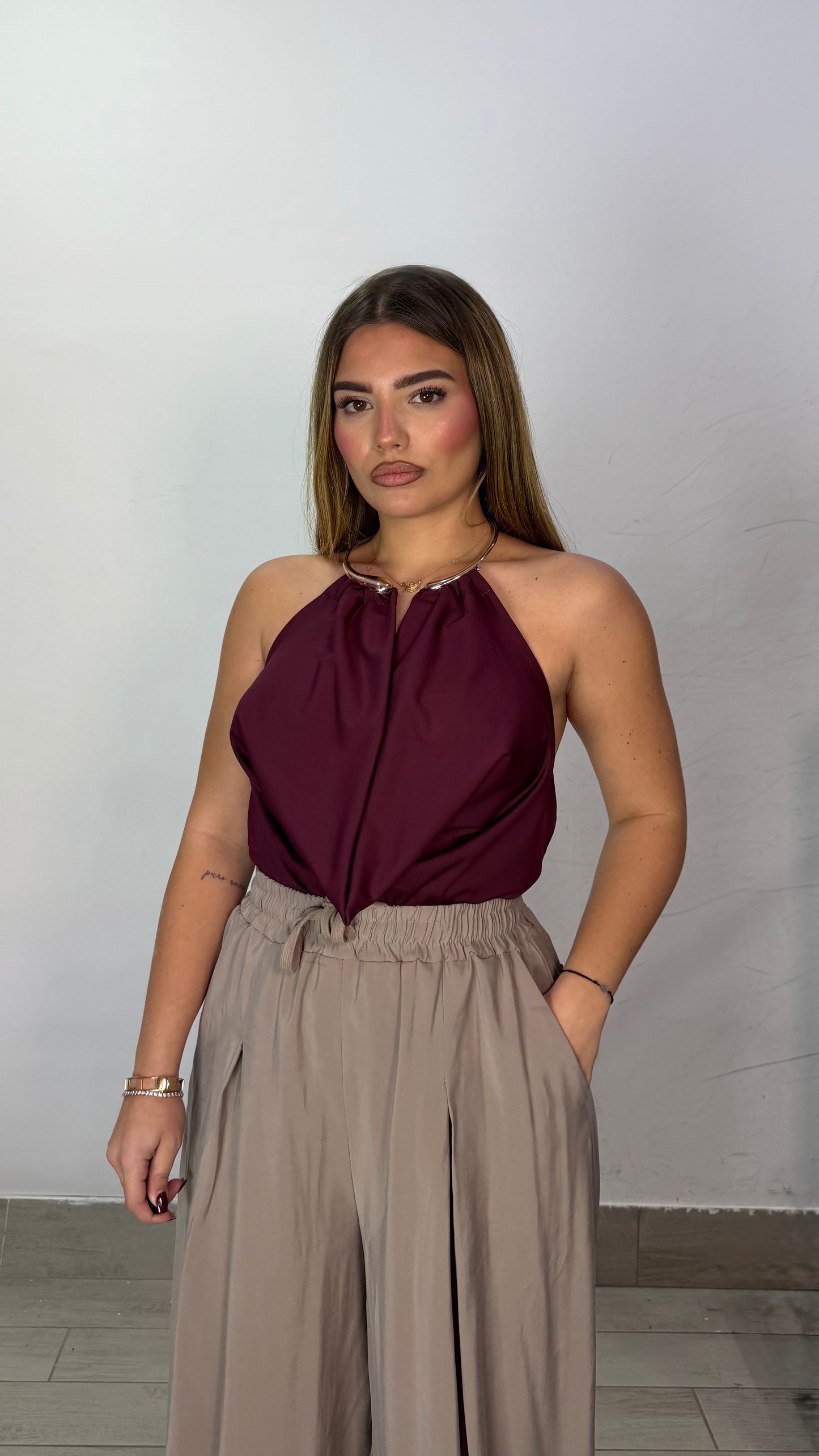 Body Chocker Bordeaux in Lycra 37962