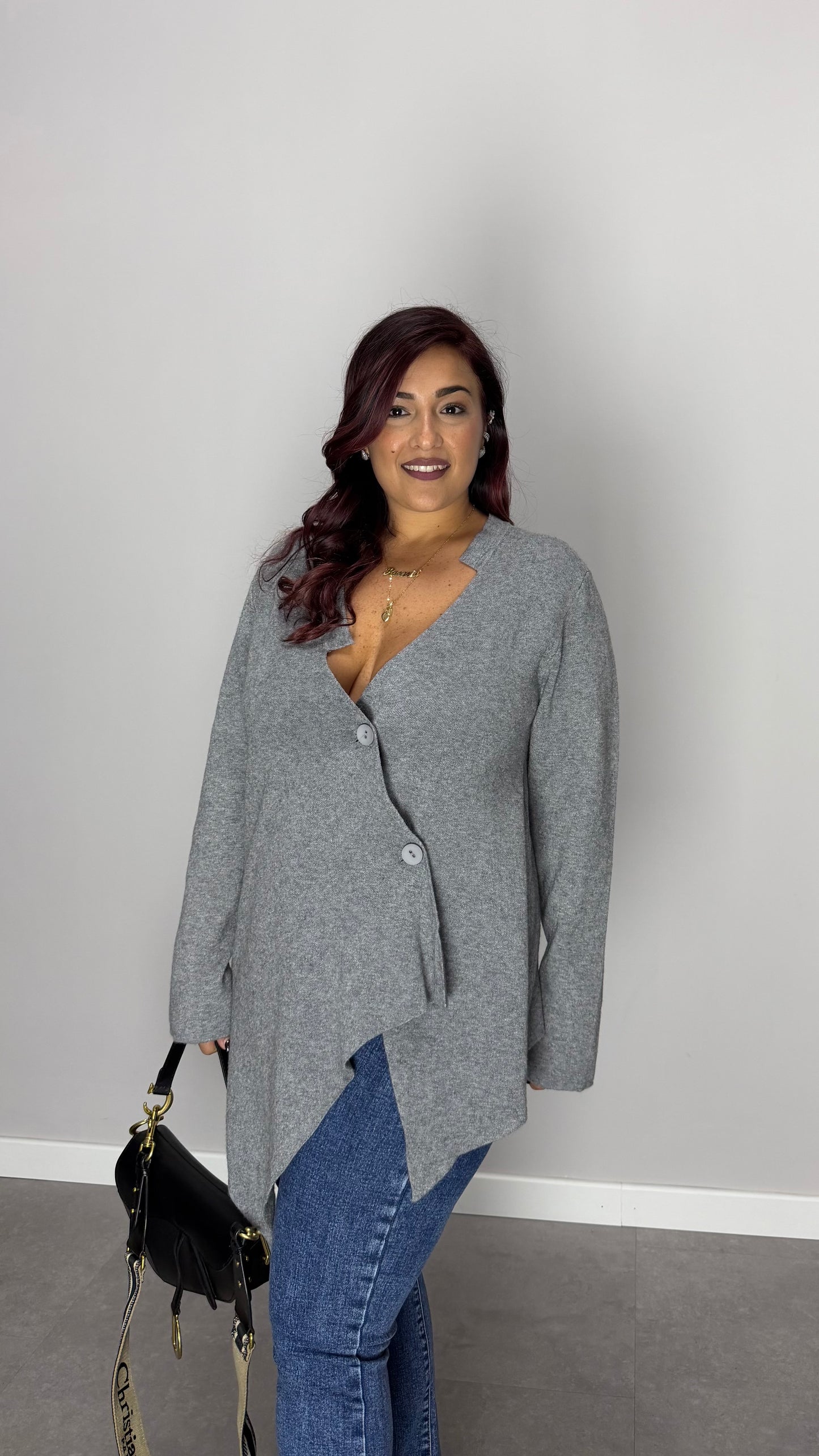 Pull CrossCardi Grigio in lana rasata G168