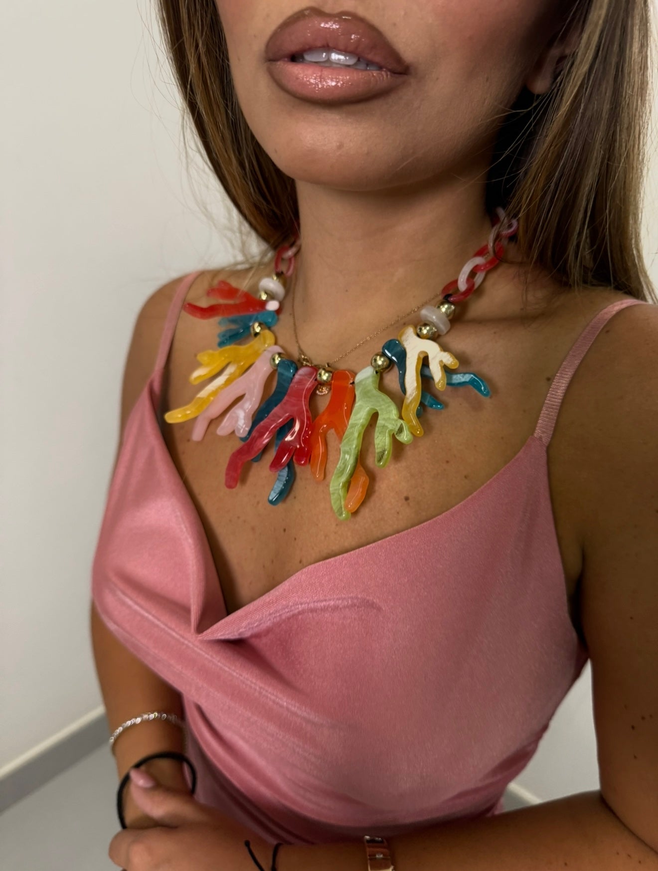 collana coral multicolore