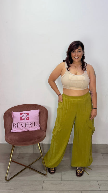 Pantalone Twin Cargo Verde acido 11683