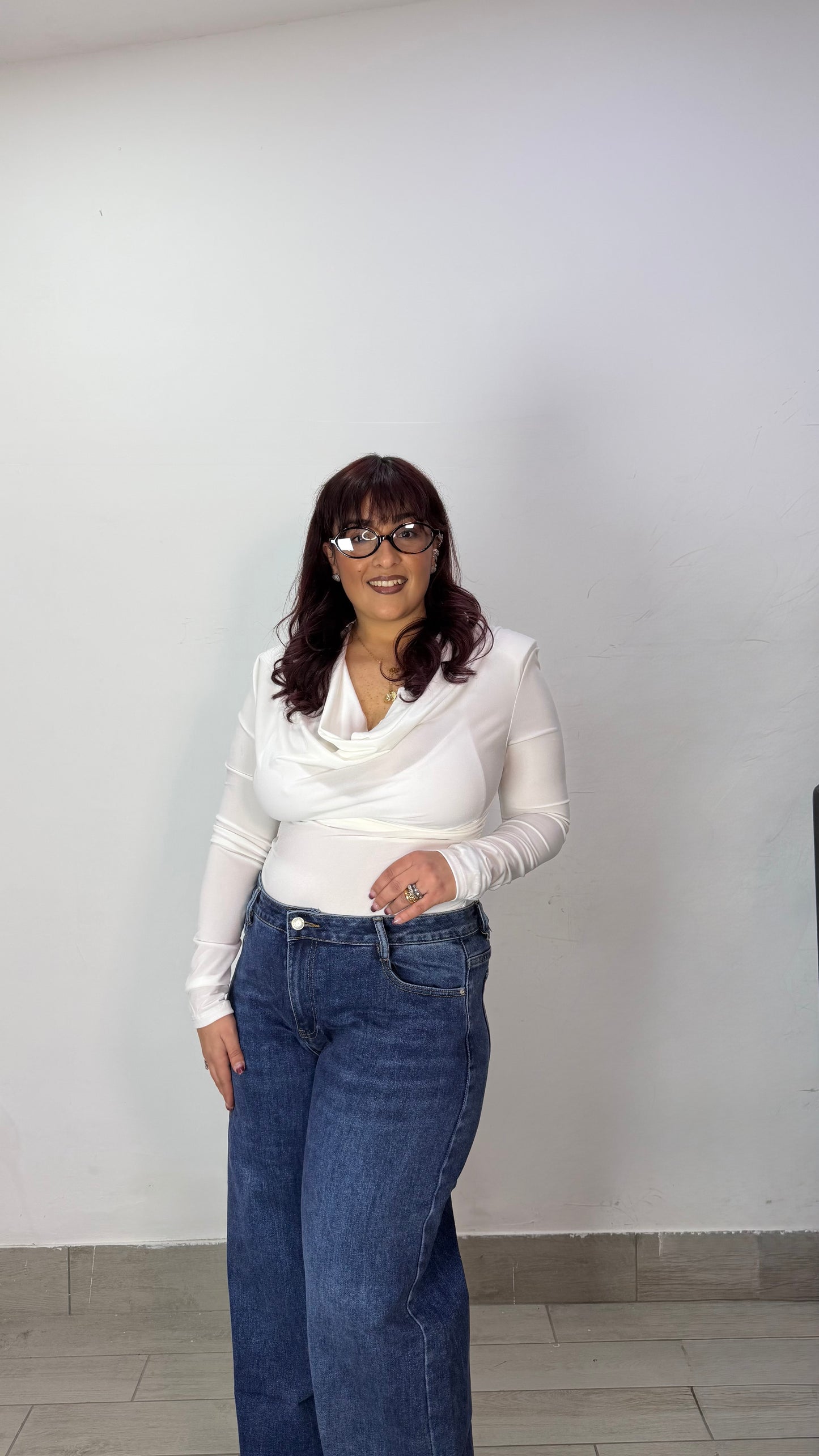 Body Silvie Bianco con Spalline scollo a V profondo BSS4