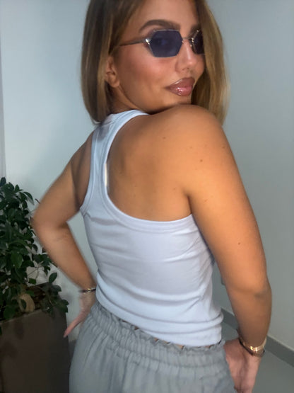 CANOTTA SCOLLO AMERICANA AZZURRA