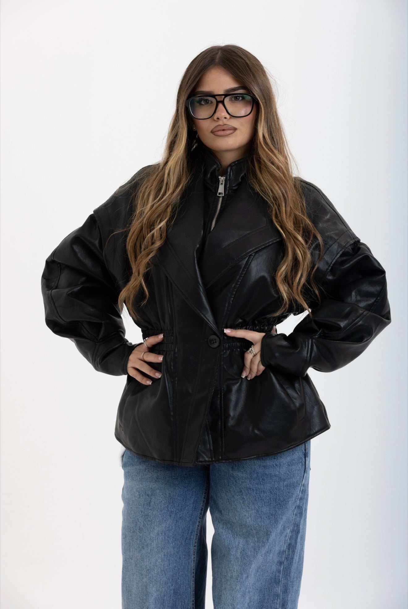 Giacca Eclissi Nera imbottita internamente da pelliccia 2476