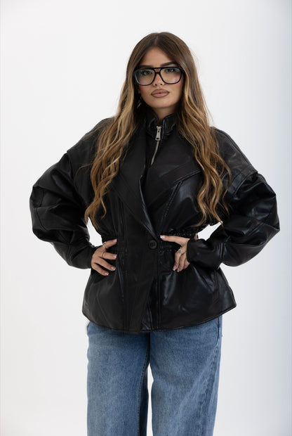 Giacca Eclissi Nera imbottita internamente da pelliccia 2476