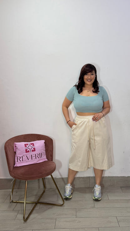 Pantalone Bermuda Minorca Panna con culisse in vita AT31094