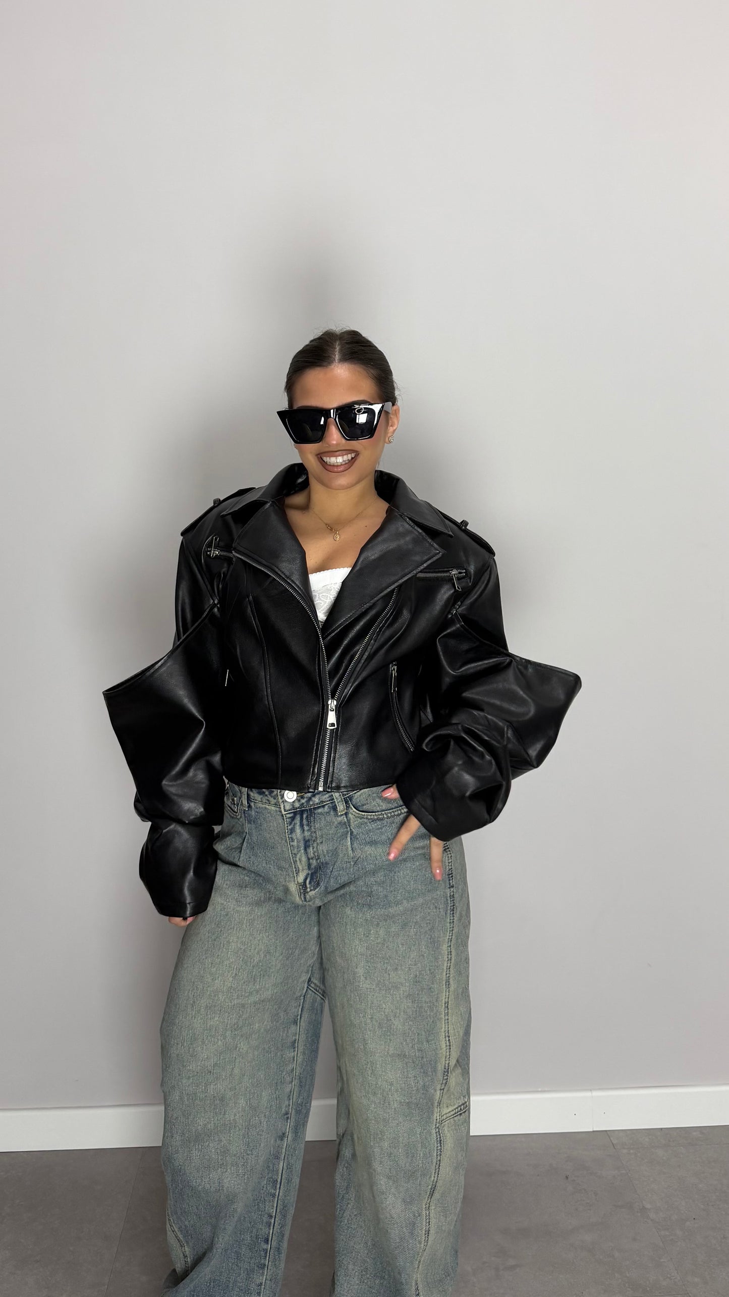 Giacca Elektra in Pelle Black 6683