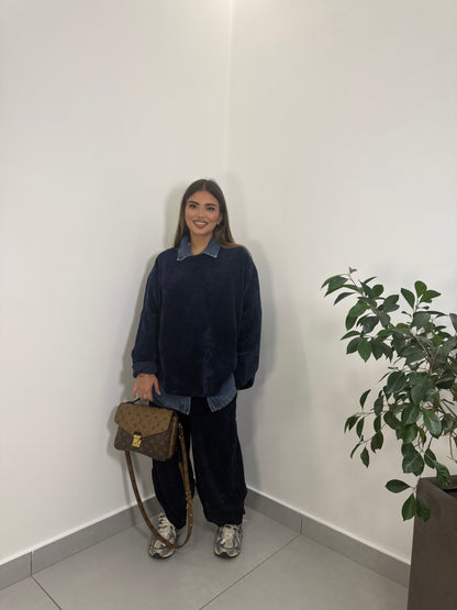 Coordinato Tuta Homey in Velluto Blu 6170