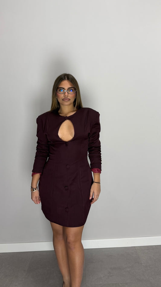 Dress Celine Bordeaux con Fibbia su punto vita 683