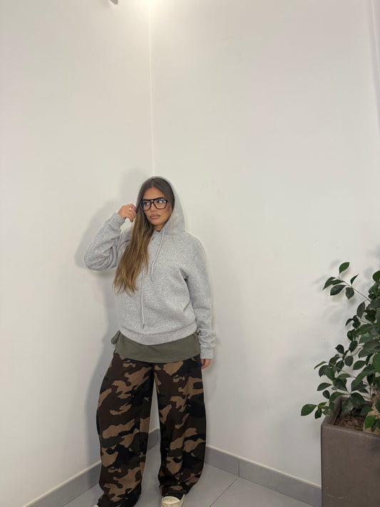 Felpa warmly con Cappuccio Felpata Grigia FD38061