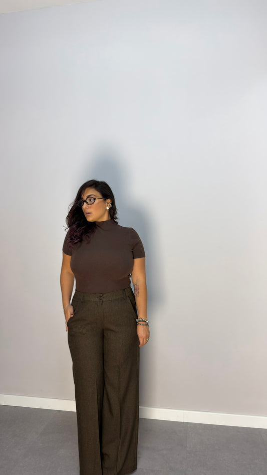 Pullover Solea Marrone Top Quality Lana rasata EM2190