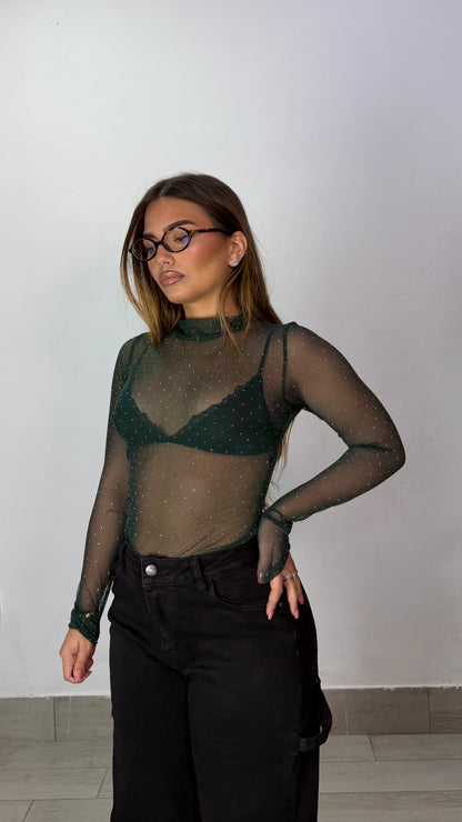 Body Filmy Con strass Verde BFS4