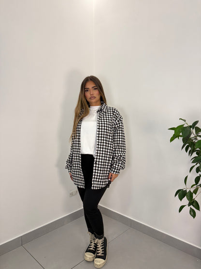 Camicia Nora Nera a Quadri in Cotone CN44