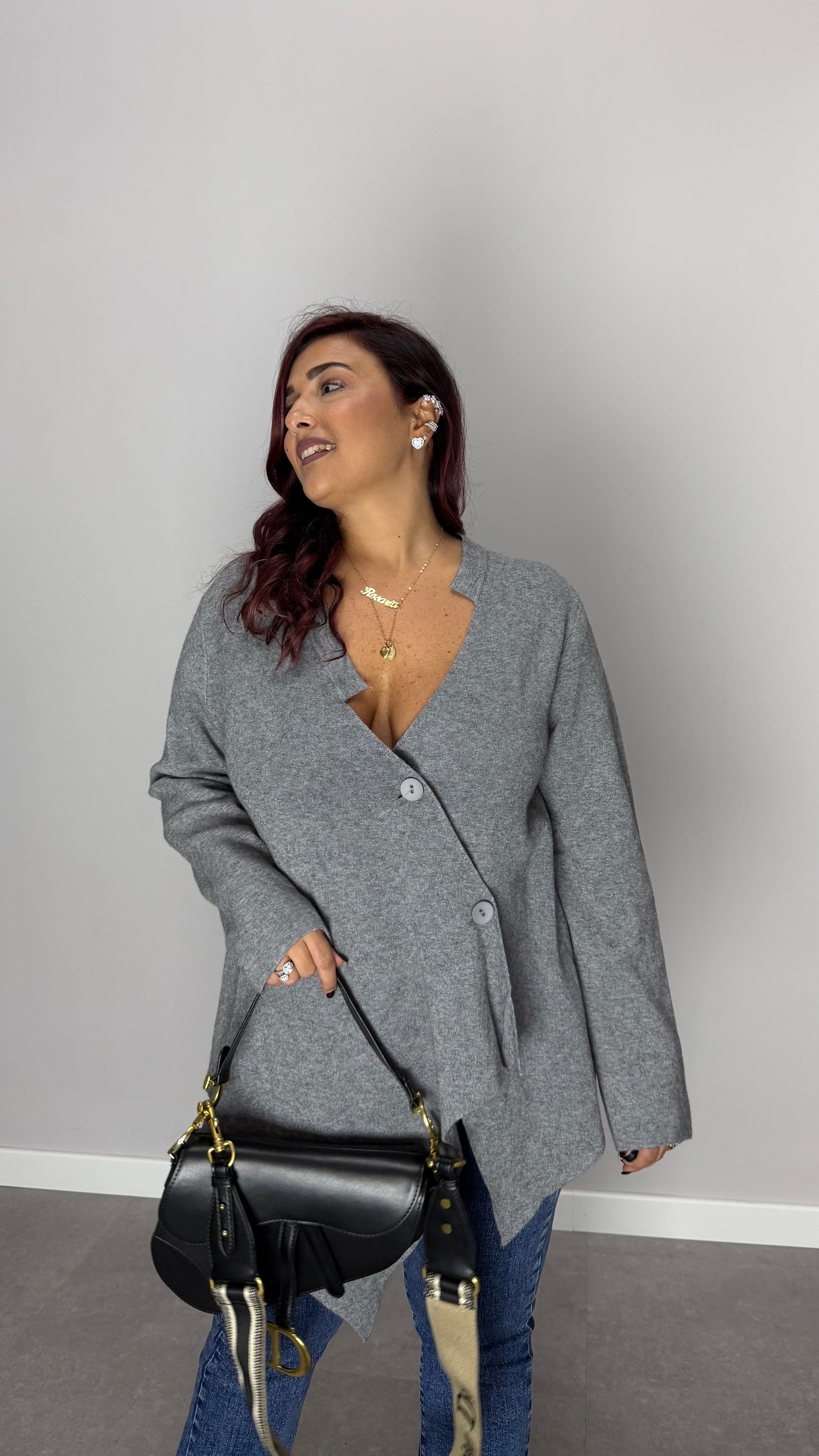 Pull CrossCardi Grigio in lana rasata G168