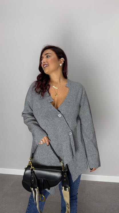 Pull CrossCardi Grigio in lana rasata G168