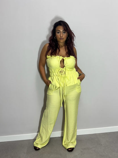 Coordinato in lino Samanta giallo