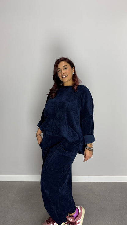 Coordinato Tuta Homey in Velluto Blu 6170