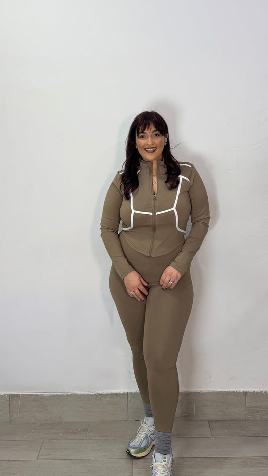 Coordinato Set Run in Lycra Verde Oliva RTT59279