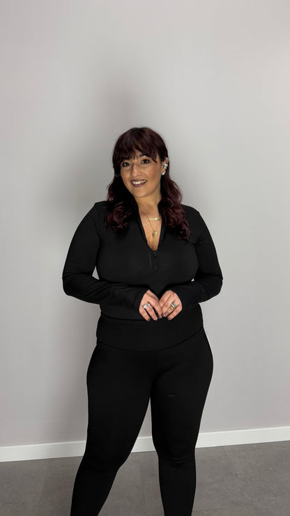 Body Rose Nero con zip e Guantino BR44N