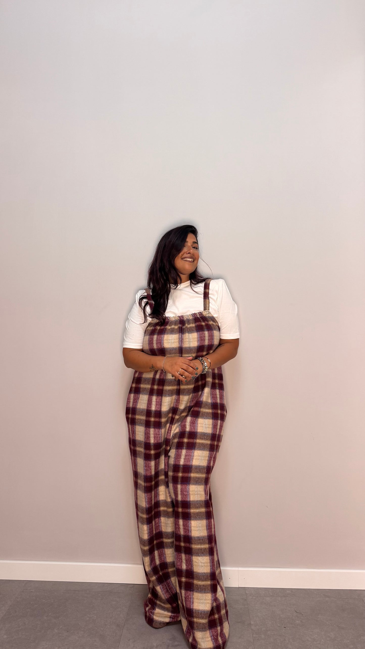 Salopette in Flanella Checkland Bordeaux 25696