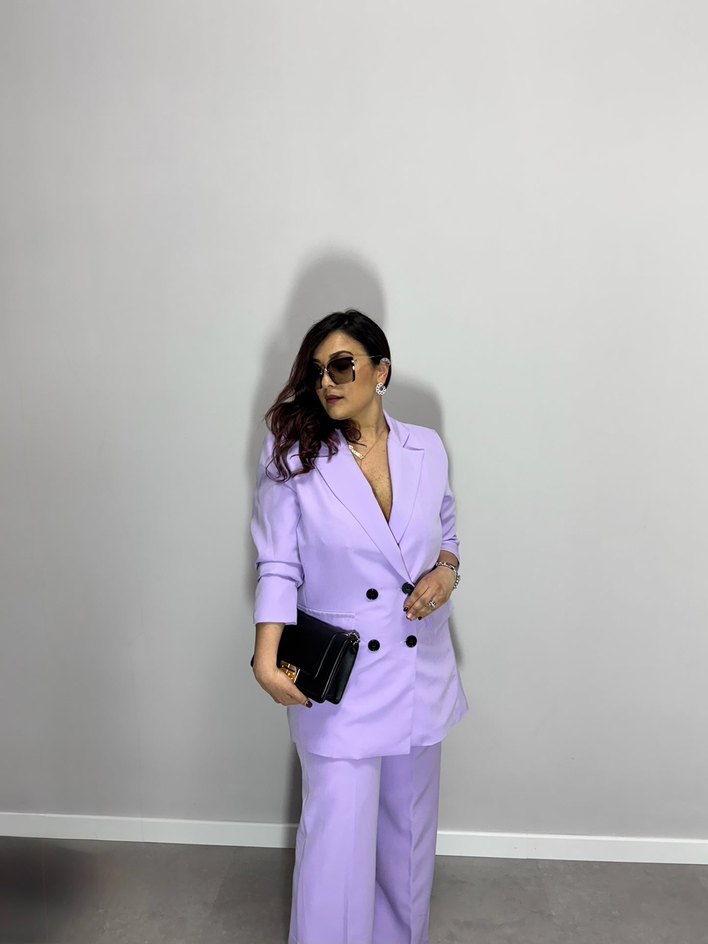 Tailleur viola doppio petto M11093