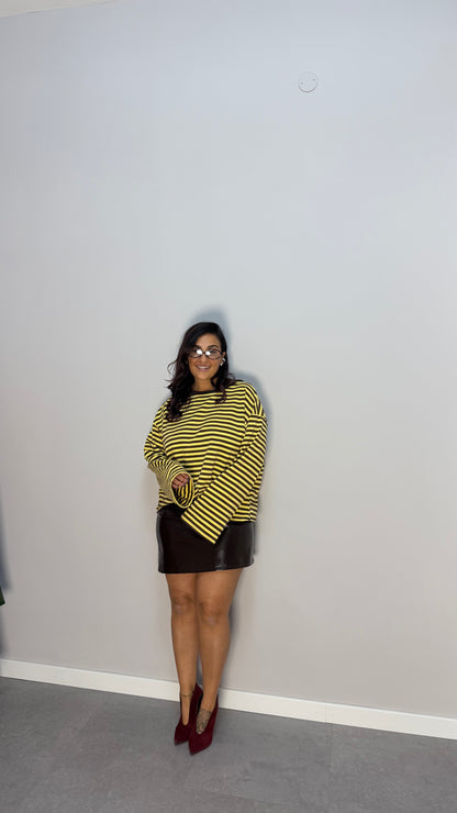 T-shirt Raya Over size a righe F1109