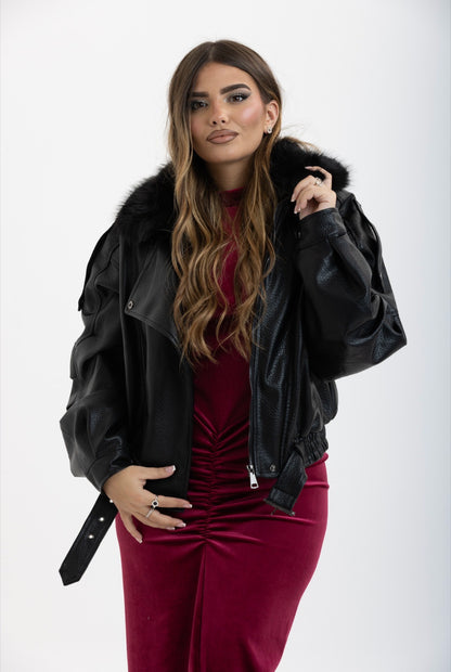 Giacca Bikerblack con Pelliccia 2904