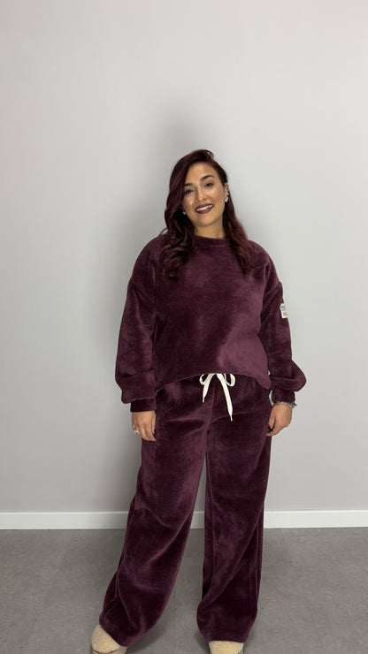 Coordinato in Tuta Vellux Bordeaux con Pantalone a Zampa V440